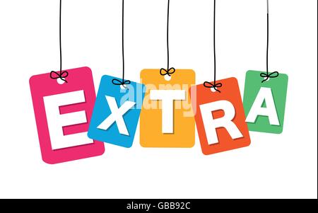 Vector colorful hanging cardboard. Tags - extra Stock Vector
