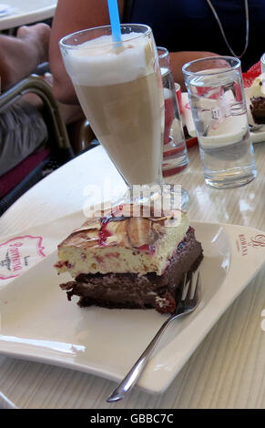CAFFE LATTE and cake Stock Photo