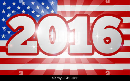 2016 American Flag  Election Concept with the flag in the background and 2016 year number Stock Photo