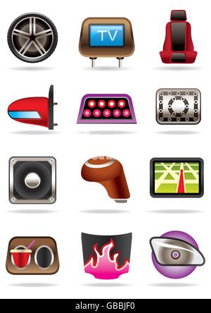 Cars tuning accessories - vector illustration Stock Vector