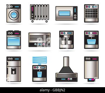 Household appliances icons set - vector illustration Stock Vector
