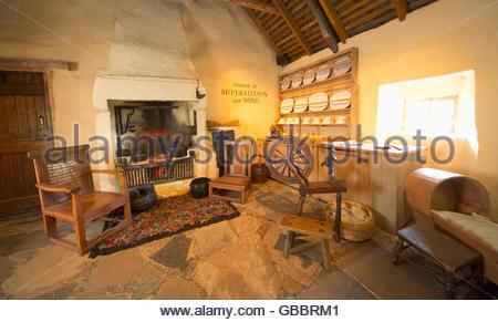 The interior of Burns Cottage - the birthplace of Robert Burns Stock ...