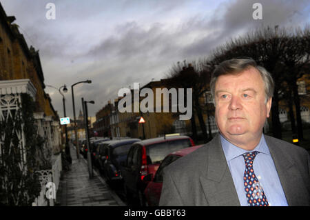 Former chancellor Ken Clarke leaves his home in London, after he confirmed that he had accepted the post of shadow business secretary. Stock Photo