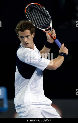 Great Britain's Andy Murray in action against Spain's Marcel Granollers during the Australian Open 2009 at Melbourne Park, Melbourne, Australia.
