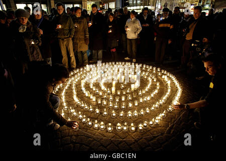 Vigil for those killed in Gaza attacks Stock Photo