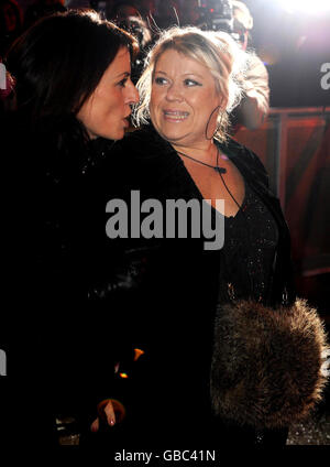 (from left to right) Davina McCall with Tina Malone who is the second house mate to be evicted from the Celebrity Big Brother House at Elstree Studios, Borehamwood in Hertfordshire.