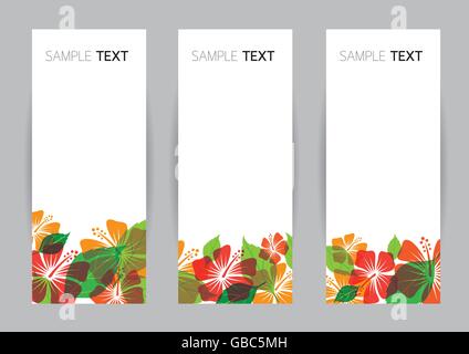 Hibiscus Banner, Flowers, Tropical, Summer Stock Vector
