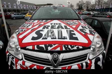 Vauxhall car stock. Arnold Clark Vauxhall car dealership in Old Trafford, Manchester. Stock Photo