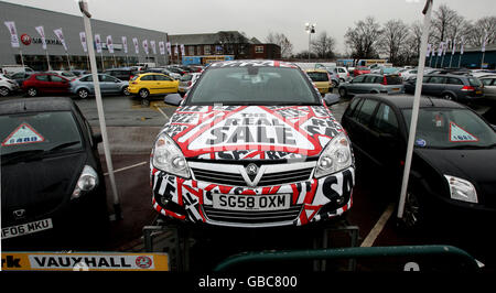 Vauxhall car stock. Arnold Clark Vauxhall car dealership in Old Trafford, Manchester. Stock Photo