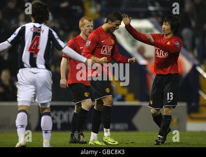 Soccer - Barclays Premier League - West Bromwich Albion v Manchester United - The Hawthorns. Manchester United's Cristiano Ronaldo celebrates after scoring the fifth goal Stock Photo