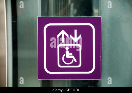 Disabled access elevator lift escalator icon. Stair lift sign. Chair ...