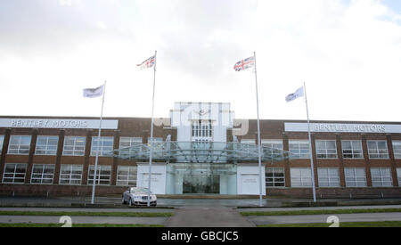 UK officially in Recession. A general view of the Bentley Motors factory in Crewe, Cheshire.