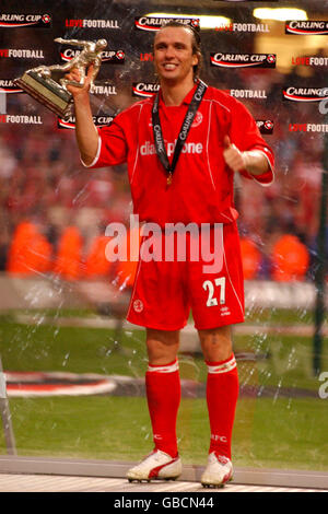 Soccer - Carling Cup - Final - Middlesbrough v Bolton Wanderers. Middlesbrough's Boudewijn Zenden celebrates with his man of the match trophy after his teams Carling Cup Final victory Stock Photo