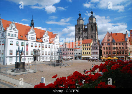 Market square, Wittenberg, Saxony-Anhalt, Germany / Lutherstadt Stock Photo