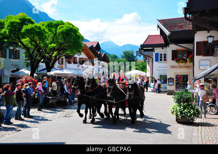 Pony cart, Georgi Ride, equine celebration, Mittenwald, Garmisch-Partenkirchen, Upper Bavaria, Bavaria, Germany / Obermarkt Stock Photo