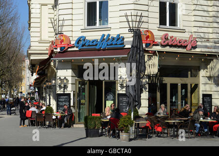 Cafe, Graffiti, Adenauerplatz, Charlottenburg, Berlin, Deutschland Stock Photo