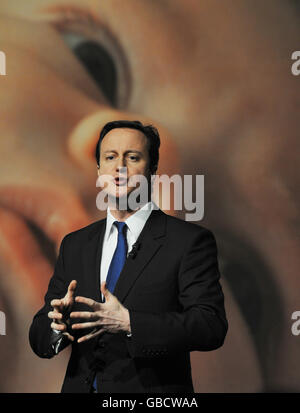 Conservative Party leader David Cameron speaks at the launch of a campaign in London to highlight the debt crisis caused by Labour government. Stock Photo