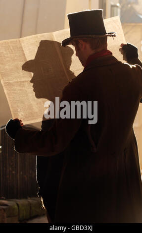 Euan Macinnes (left), as William Burke, marks the launch of a replica ...