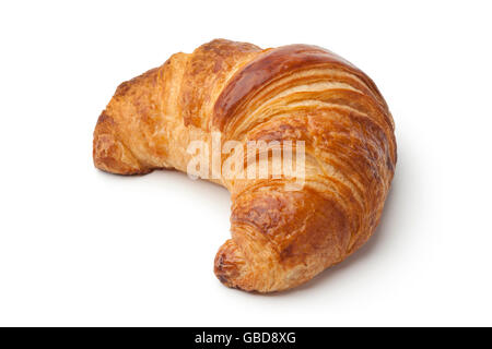Single fresh baked croissant on white background Stock Photo