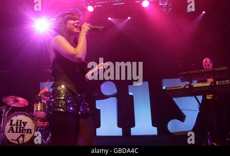 Lily Allen in concert - London. Lily Allen performing on stage at Koko in Camden, north London. Stock Photo