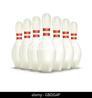 A set of white bowling pins isolated on a a white background. Vector EPS 10 available. Stock Vector
