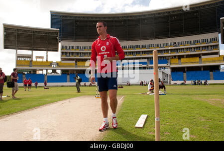England's Kevin Pietersen during a nets practice session at the Sir Vivian Richards cricket, Antigua. Stock Photo