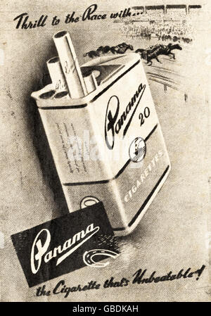 Advertisement advertising Panama cigarettes original old vintage advert from 40s English language magazine published in India dated 1945 Stock Photo