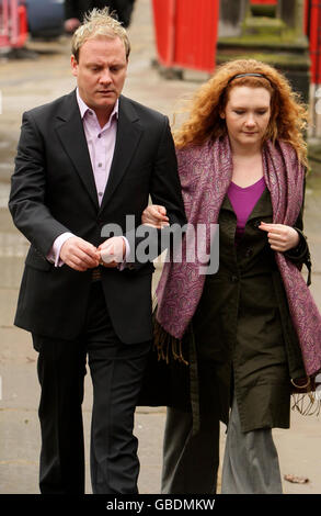 Coronation Street actors Antony Cotton and Jennie McAlpine arrive for a memorial service for Sara Roache, the wife of Coronation Street actor Bill, at St Bartholomew's Church, Wilmslow, Cheshire. Stock Photo