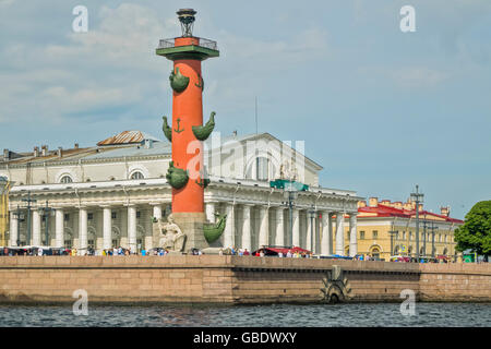 Rostral Column On Vasilievsky Island  Saint Petersburg Russia Stock Photo