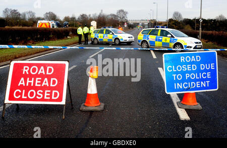 Six killed in two-car crash. Police on the A614 in Nottinghamshire where six people were killed in a two-car crash. Stock Photo