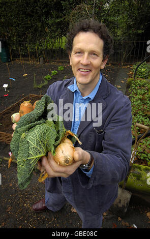 TV gardening personality Monty Don in the National Trust garden in London, which has been turned into an allotment plot for staff to use to grow their own produce. Stock Photo