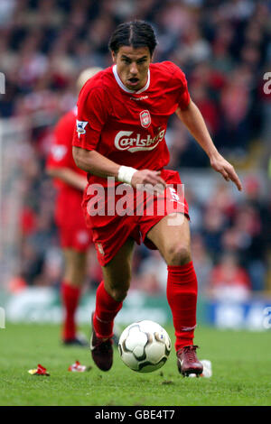 Soccer - FA Barclaycard Premiership - Liverpool v Fulham. Milan Baros, Liverpool Stock Photo