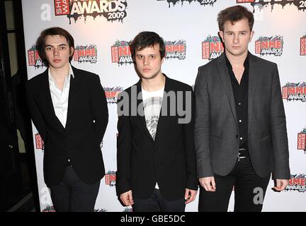 Shockwaves NME Awards 2009 - Arrivals - London. The White Lies arriving for the Shockwaves NME Awards 2009 at the 02 Academy, Brixton, London Stock Photo