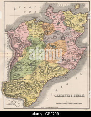 CAITHNESS-SHIRE: Antique county map. Wick Thurso Scotland. Parishes. LIZARS 1885 Stock Photo