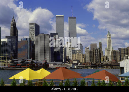 geography / travel, USA, New York, New York City, city views /scapes, skyline of Manhattan, view from River Cafe, 1980s, Additional-Rights-Clearences-Not Available Stock Photo