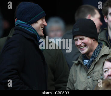 Prince Harry (right) and Will Greenwood share a joke before the RBS 6 Nations match at Twickenham, Twickenham. Stock Photo