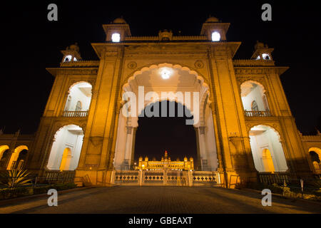 Arch Entrance to the Maharaja's Palace Mysore Karnataka. India Stock Photo