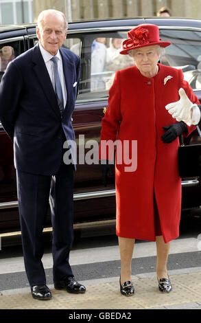 Britain's Queen Elizabeth II and The Duke of Edinburgh attend the opening of Paragon House at Thames Valley University in West London. Stock Photo