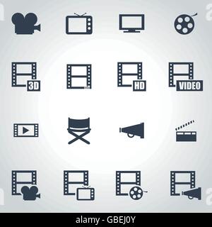 Vector black movie icons set Stock Vector Image & Art - Alamy