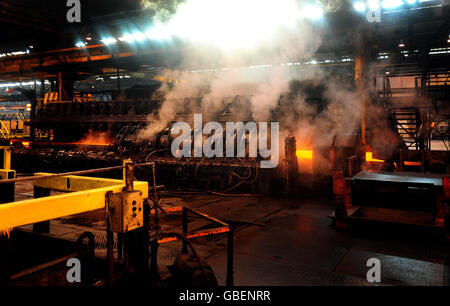 General view of a furnace at Corus Steel plant, Corby, Northamptonshire. Stock Photo