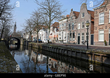old city, canal, gabled houses, Edam, North Holland, The Netherlands / Holland Stock Photo