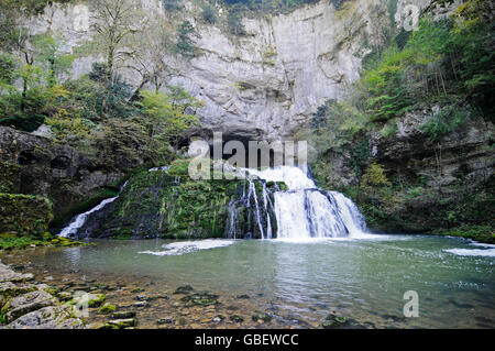 Source du Lison, Karst spring of river Lison, Nans-sous-Sainte-Anne, Doubs, Franche-Comte, France Stock Photo