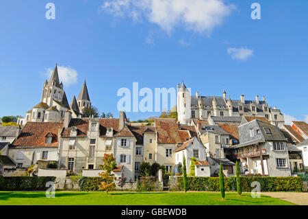 Chateau de Loches, castle, Saint-Ours church, Logis Royal, residence, castle hill, Loches, Tours, Departement Indre-et-Loire, Centre, France Stock Photo