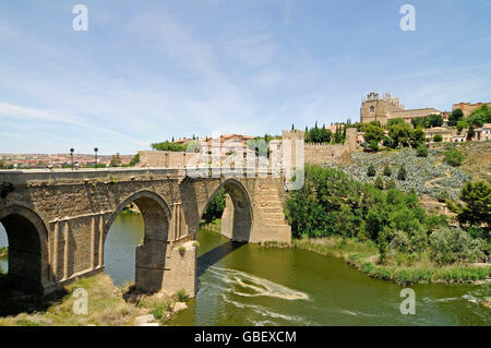 Puente de San Martin, Tajo river, Toledo, Castile-La Mancha, Spain Stock Photo