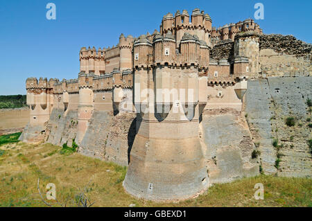 Castillo, castle, Mudejar style, museum, Coca, Segovia province, Castile-Leon, Spain Stock Photo