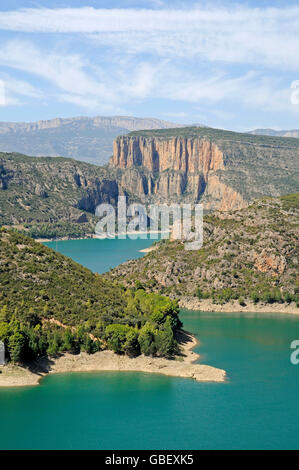 Panta de Camarasa, reservoir, Noguera Pallaresa, river, Tremp, province Lleida, Catalonia, Spain Stock Photo