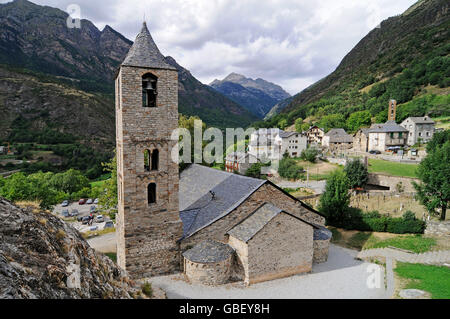 Sant Joan, romanesque church, Boi, La Vall de Boi, Pyrenees, province LLeida, Catalonia, Spain Stock Photo
