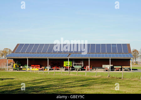 Photovoltaic power plant, farm, Werne, Munsterland region, North Rhine-Westphalia, Germany / Münsterland, solar power system, photovoltaic Stock Photo