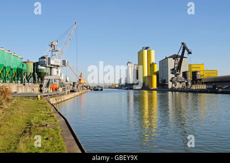 Harbour, port, Datteln-Hamm-Kanal, canal, Hamm, North Rhine-Westphalia, Germany / industrial harbour Stock Photo
