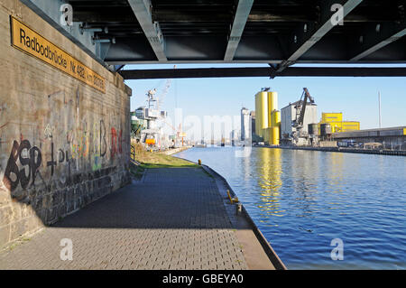 Radbod bridge, harbour, port, Datteln-Hamm-Kanal, canal, Hamm, North Rhine-Westphalia, Germany / industrial harbour Stock Photo